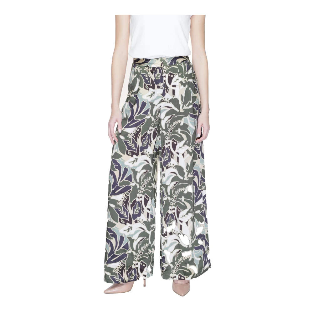 ONLY loose fit pantalon met all over print multi donkergroen