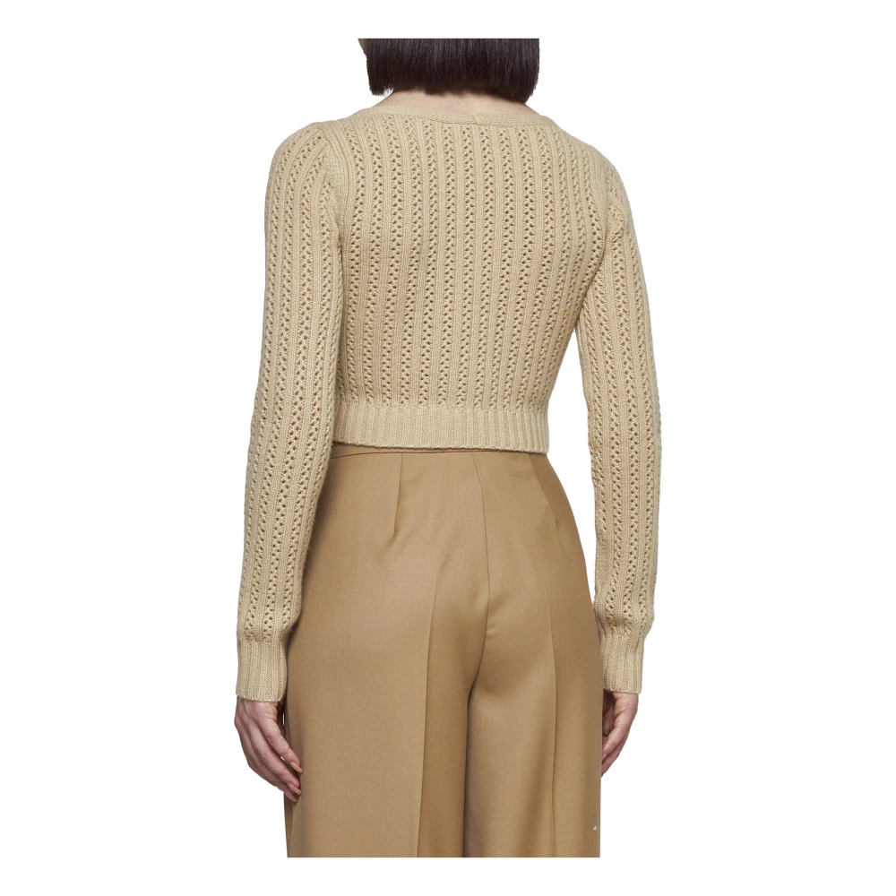 Max Mara Ecru Gehaakte Wol Kasjmier Trui Beige Dames