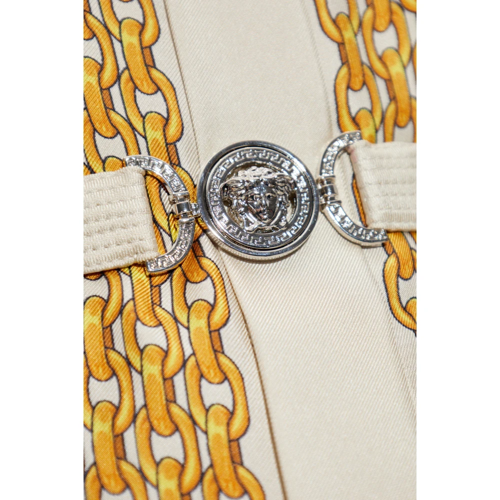 Versace Jurk met gouden ketting strepen print Yellow Dames
