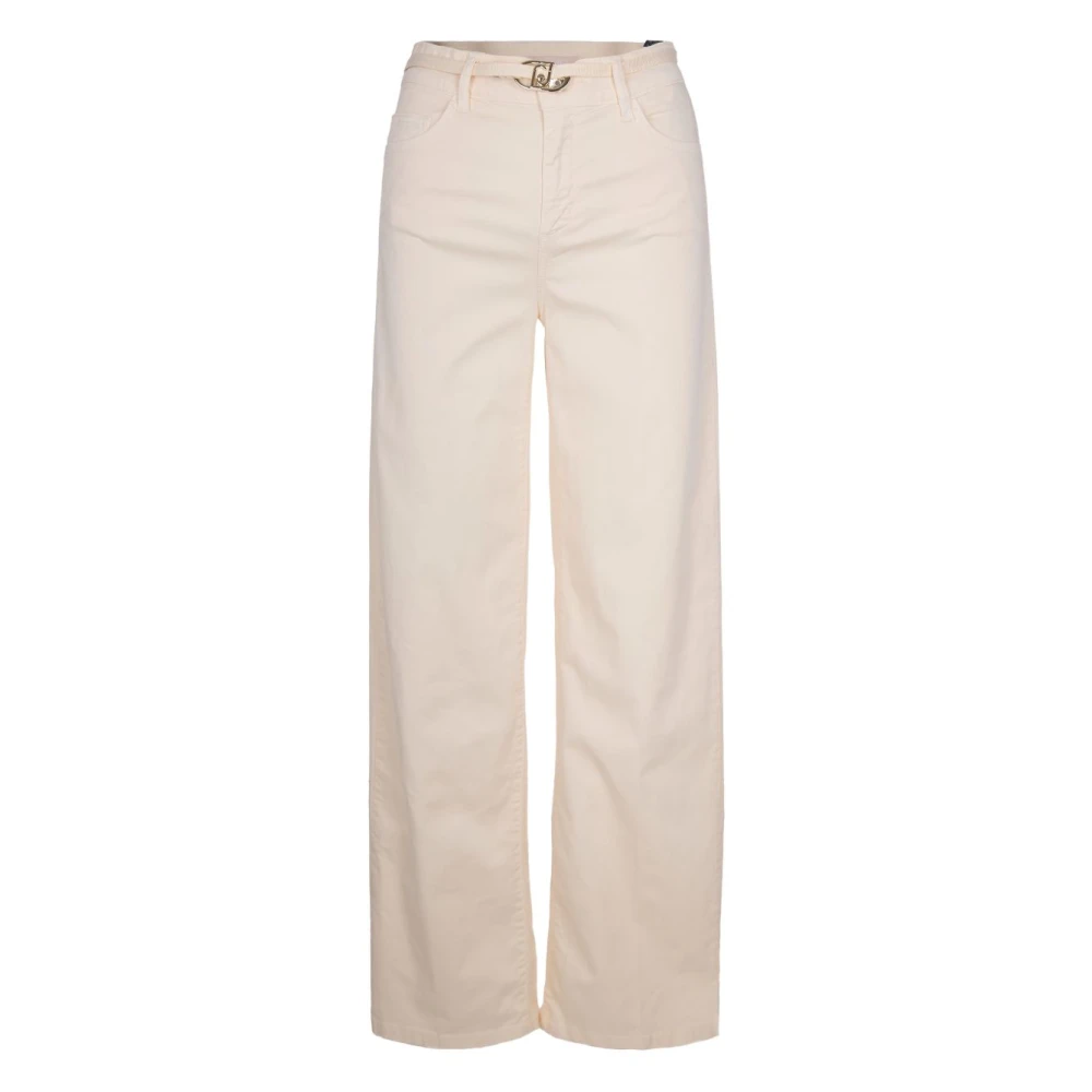 Liu Jo Vrouw Beige Broeken Dames, W30, Katoen, Flared Broek Met Riem