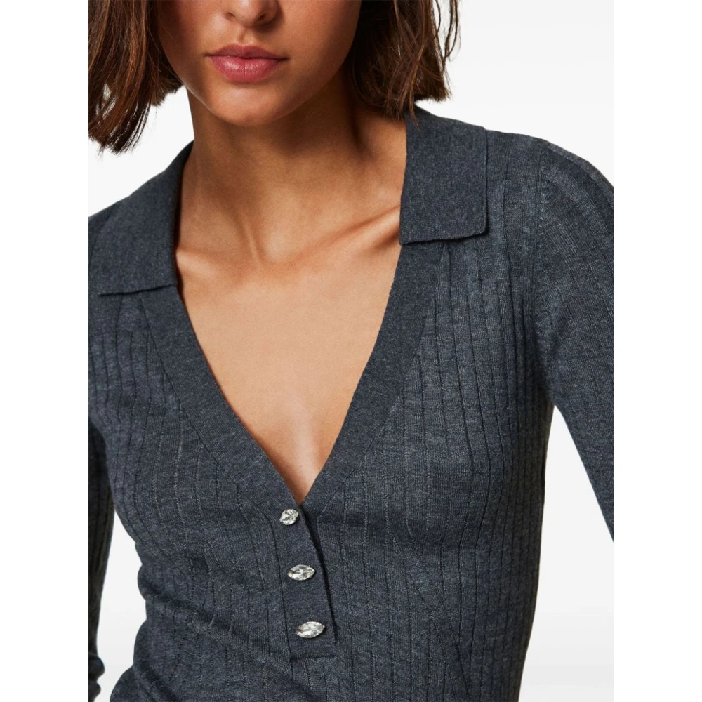 Twinset Kristalversierde Grijze Sweater Set Gray Dames