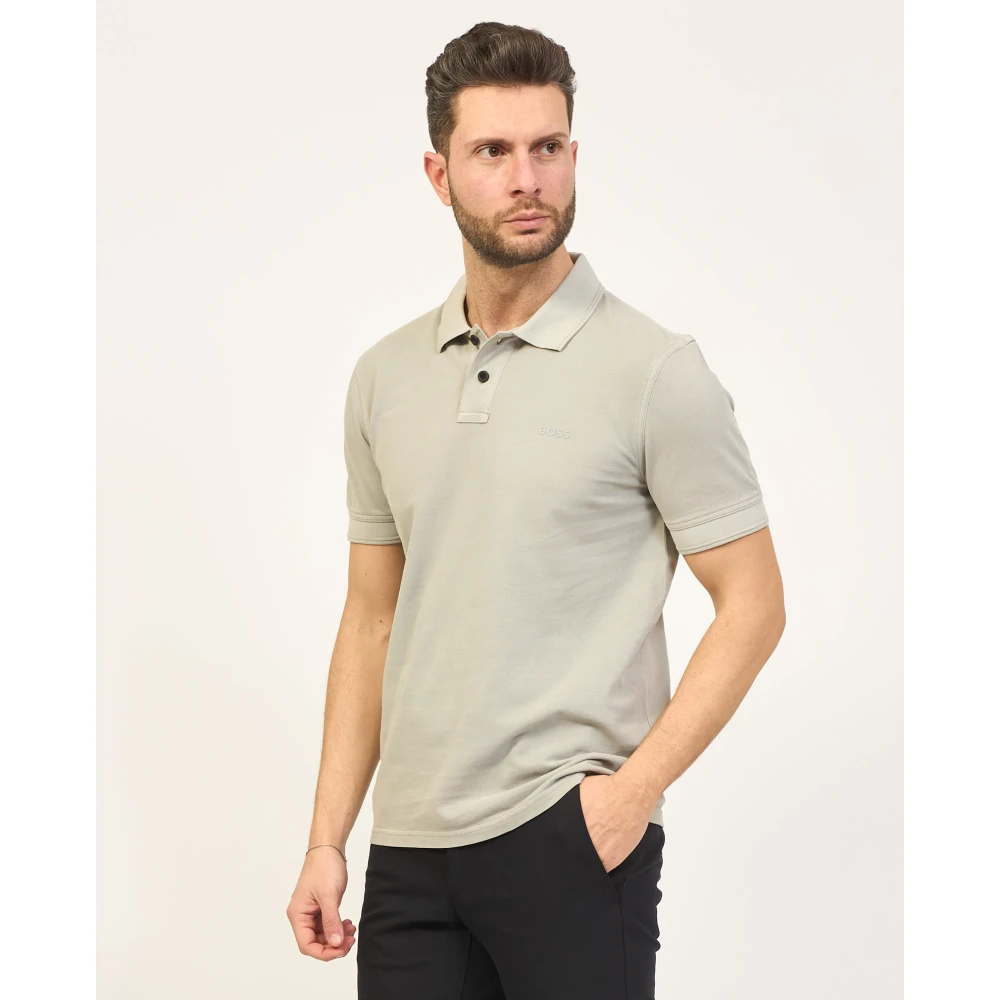Boss Sportieve Polo Shirt in Grijs Piqué Gray Heren