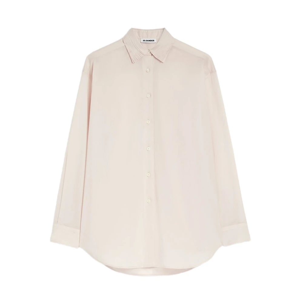 Jil Sander Women's Pink Shirts, S, Cotton Muslin Embroidered Shirt