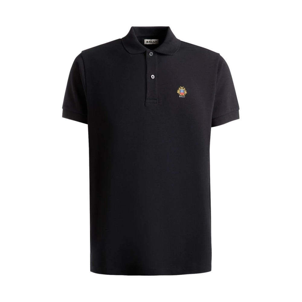 Bally Zwarte Polo Shirt met Logo Patch Black Heren