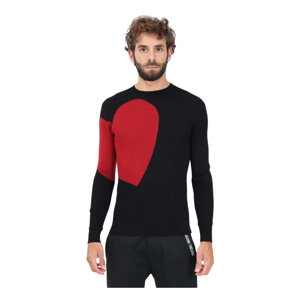 Moschino Heart Graphic Crewneck Sweater Black Heren