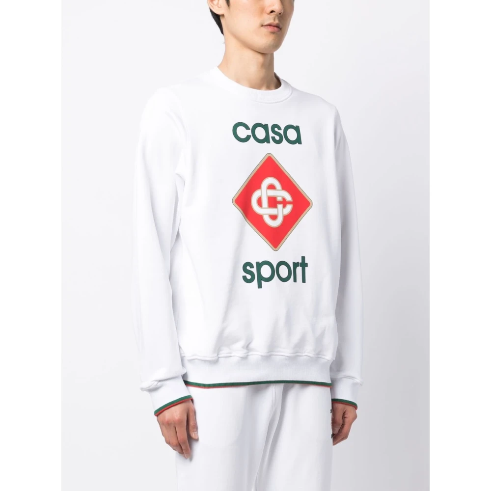 Casablanca Wit Logo Print Sweatshirt White Heren