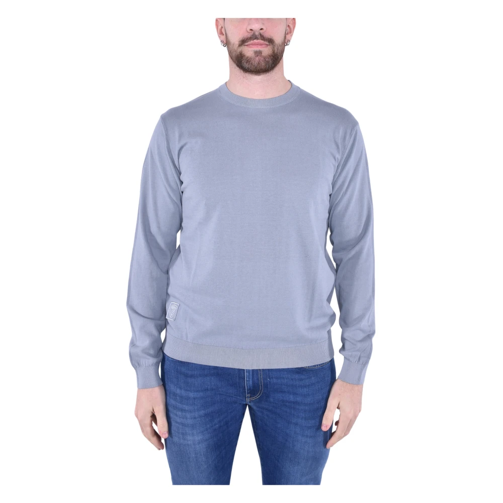 Blauer Katoenen Crewneck Sweater met Vervaagd Effect Gray Heren