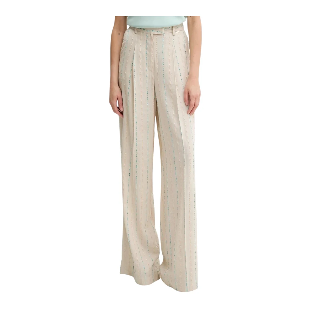 Fracomina Women's Beige Pantalone Wide Trousers - Wide Trousers - S - Trousers