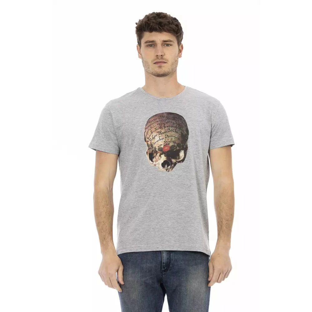 Trussardi Men's Gray T-Shirts, M, Cotton T-Shirt With Front Print