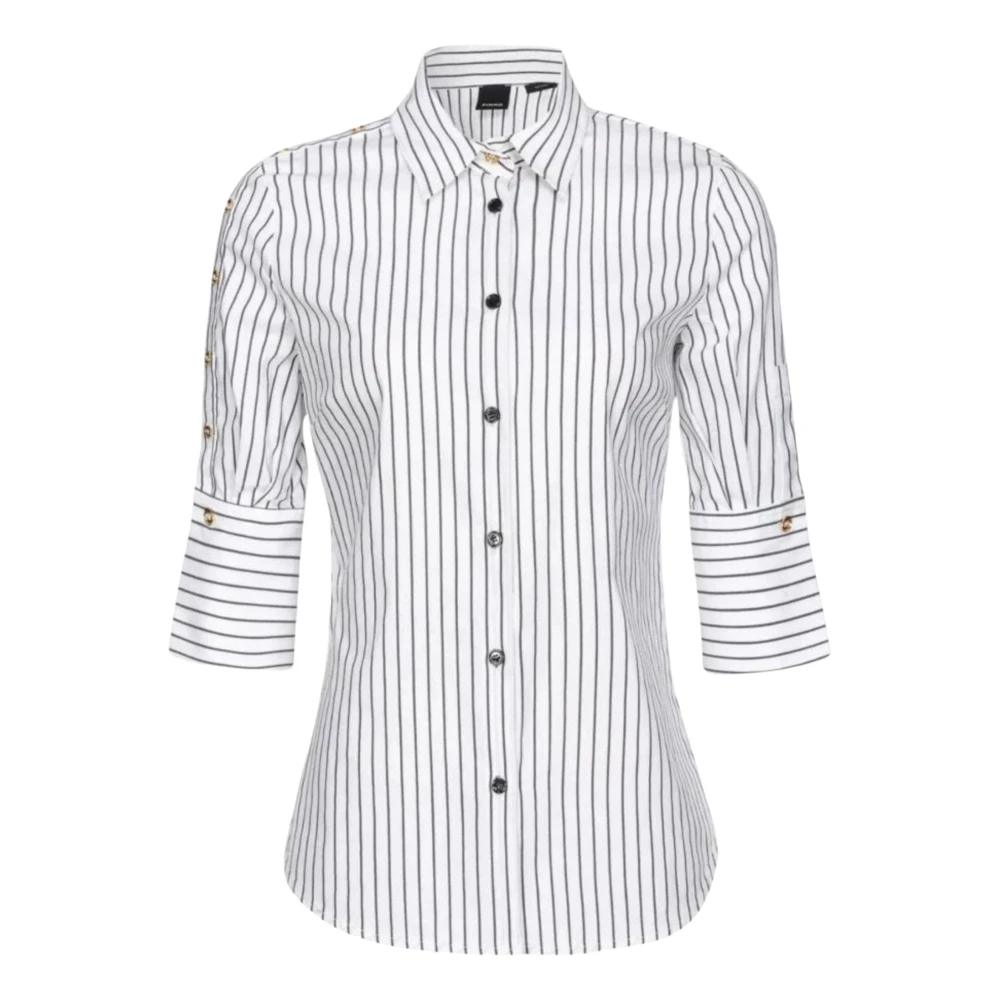pinko Witte Gestreepte Popeline Overhemd White Dames
