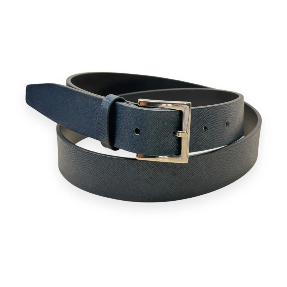 Orciani Mannelijk Blauw Basis Saffiano Leren Riem