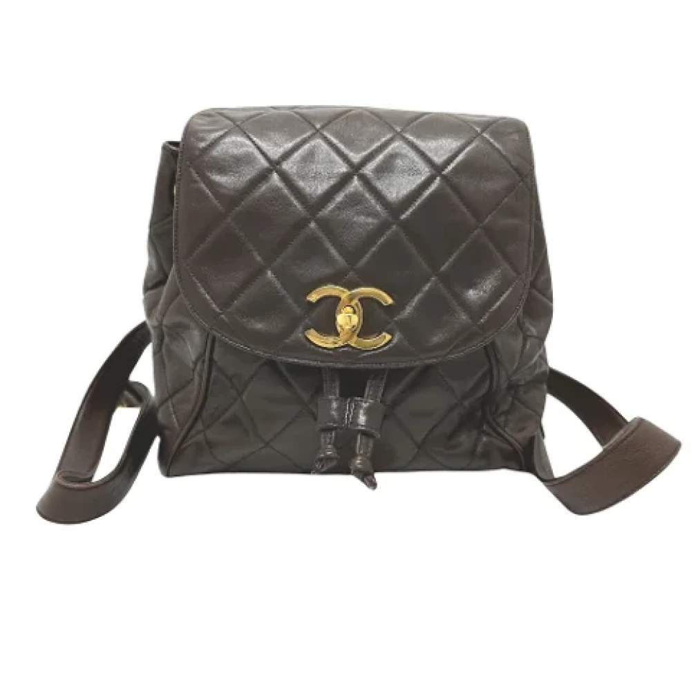 Chanel Vintage Pre-owned Leather backpacks Brown Dames