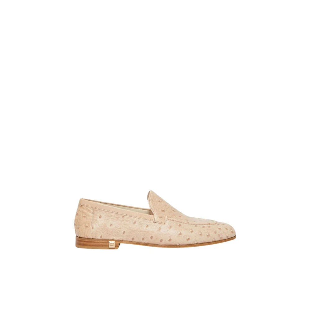 Max Mara Springloafer Mockasiner Fågelmönster Läder Beige, Dam