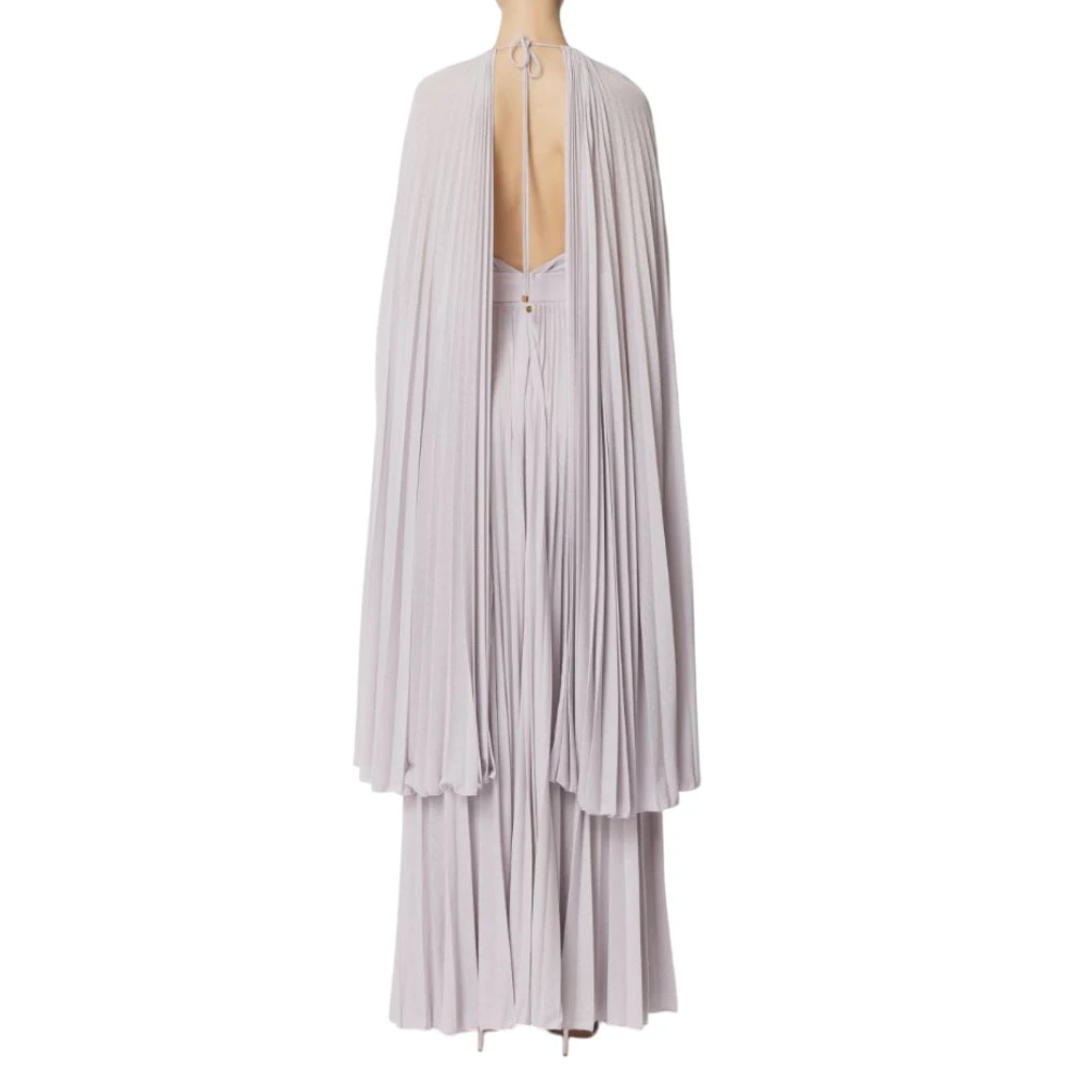 Elisabetta Franchi Lurex Jersey Avondjurk met Halternek Purple Dames