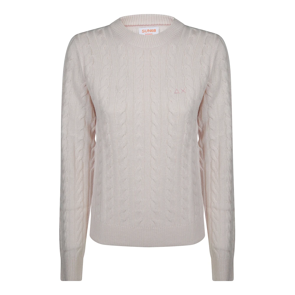 Sun68 Gezellige Kabeltrui Pink Dames