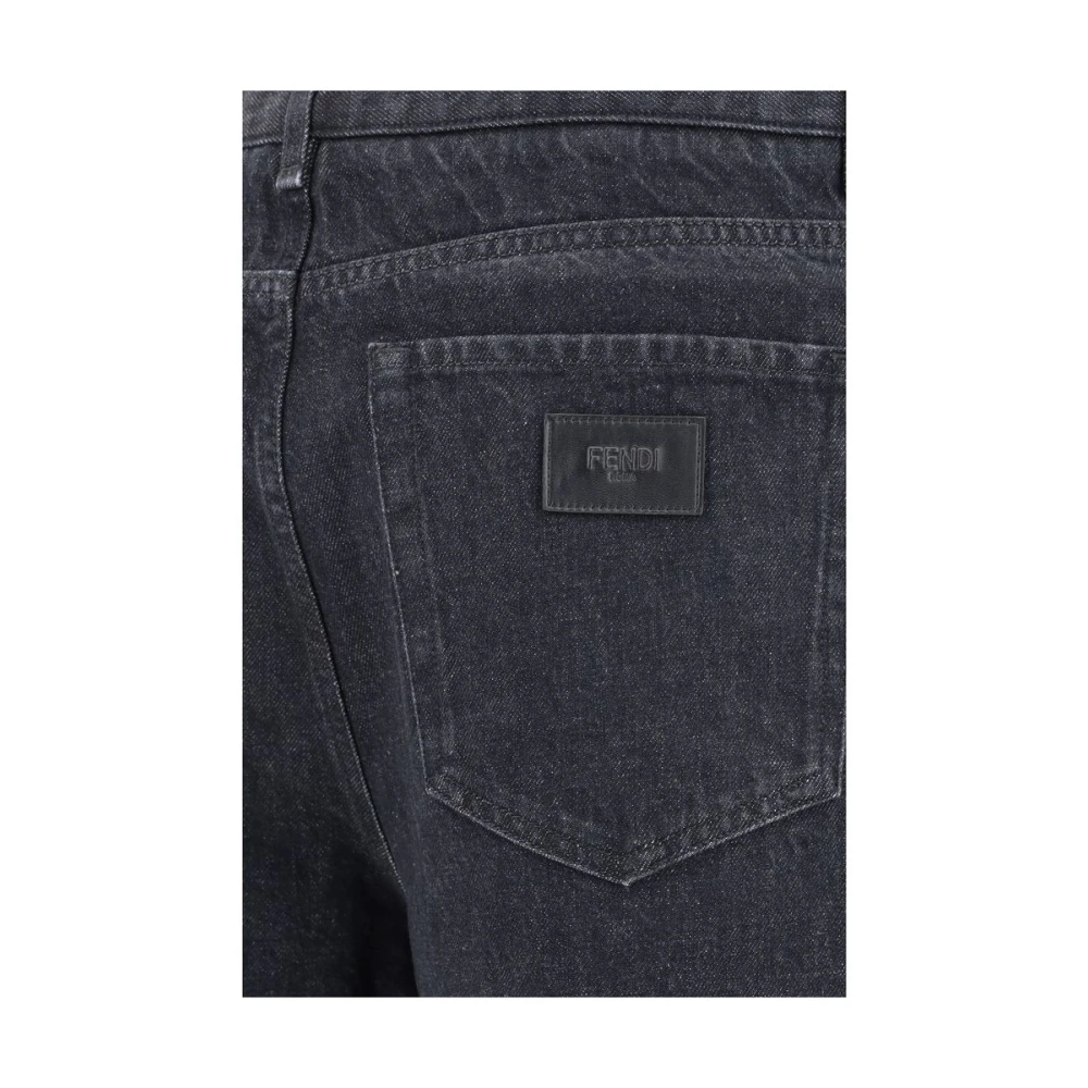 Fendi Rechte Jeans met Merkaccent Black Heren