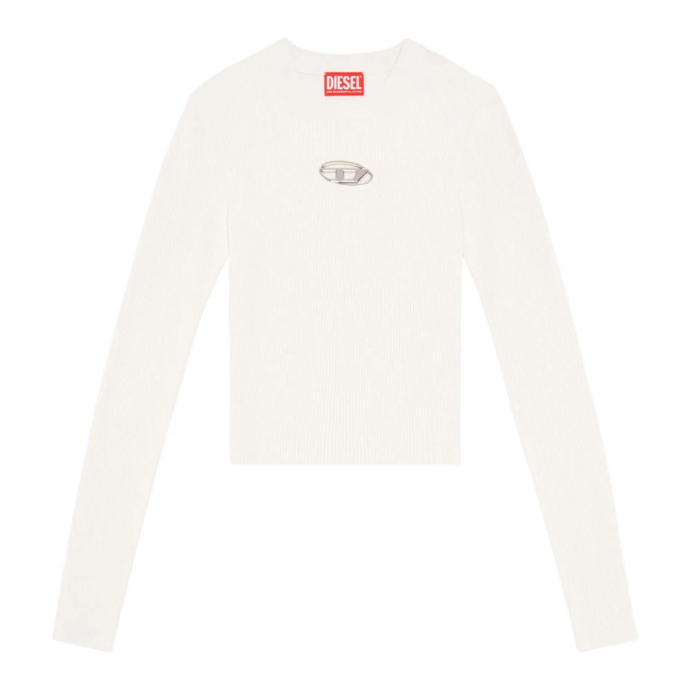 Diesel Ribbed-knit long-sleeve top White Dames