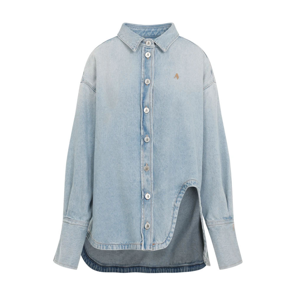 The Attico Blauwe Denim Shirt met Geborduurd Logo Blue Dames