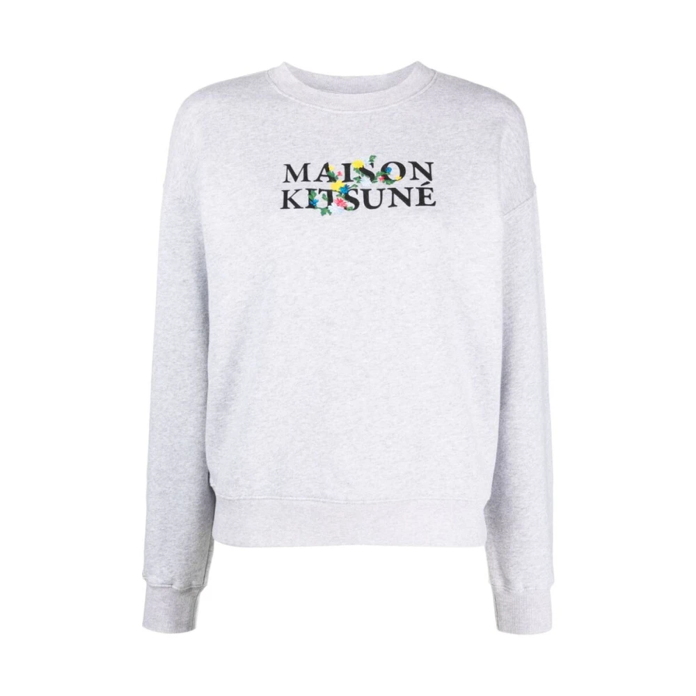 Maison Kitsuné Logo-print Katoenen Sweatshirt Gray Dames