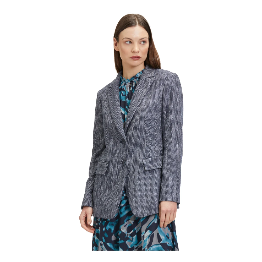 Betty & Co Lange blazer met zakken Blue Dames