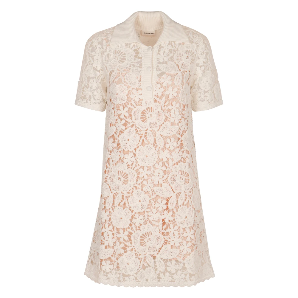 P.a.r.o.s.h. Katoenen Mini-Jurk Shirt Stijl Kraag Beige Dames