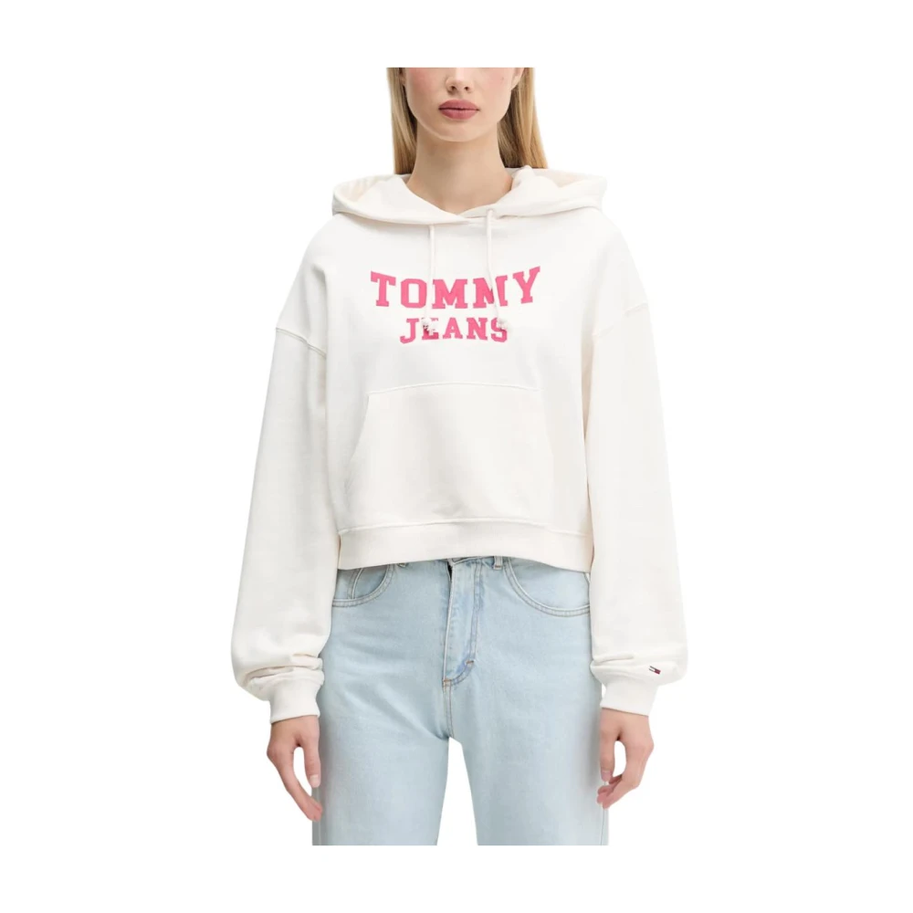 Tommy Jeans Women's White Varsity Hoodie Eco-Friendly Design - Hoodies - M - Sweatshirts & Hoodies