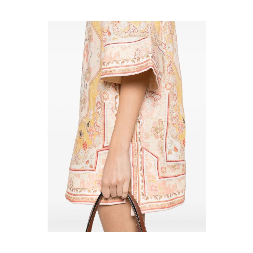 Zimmermann Zonnebloemgele Korte Mouw Jurk Multicolor Dames