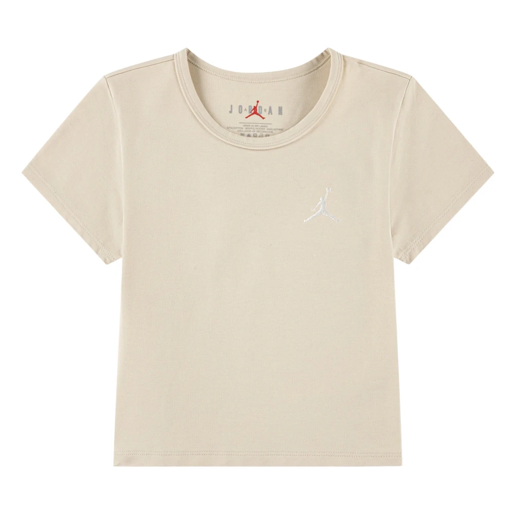 Jordan Girls Beige Kids Short Sleeve T-Shirts, 12 Y, Mj Brooklyn Essential T-Shirt