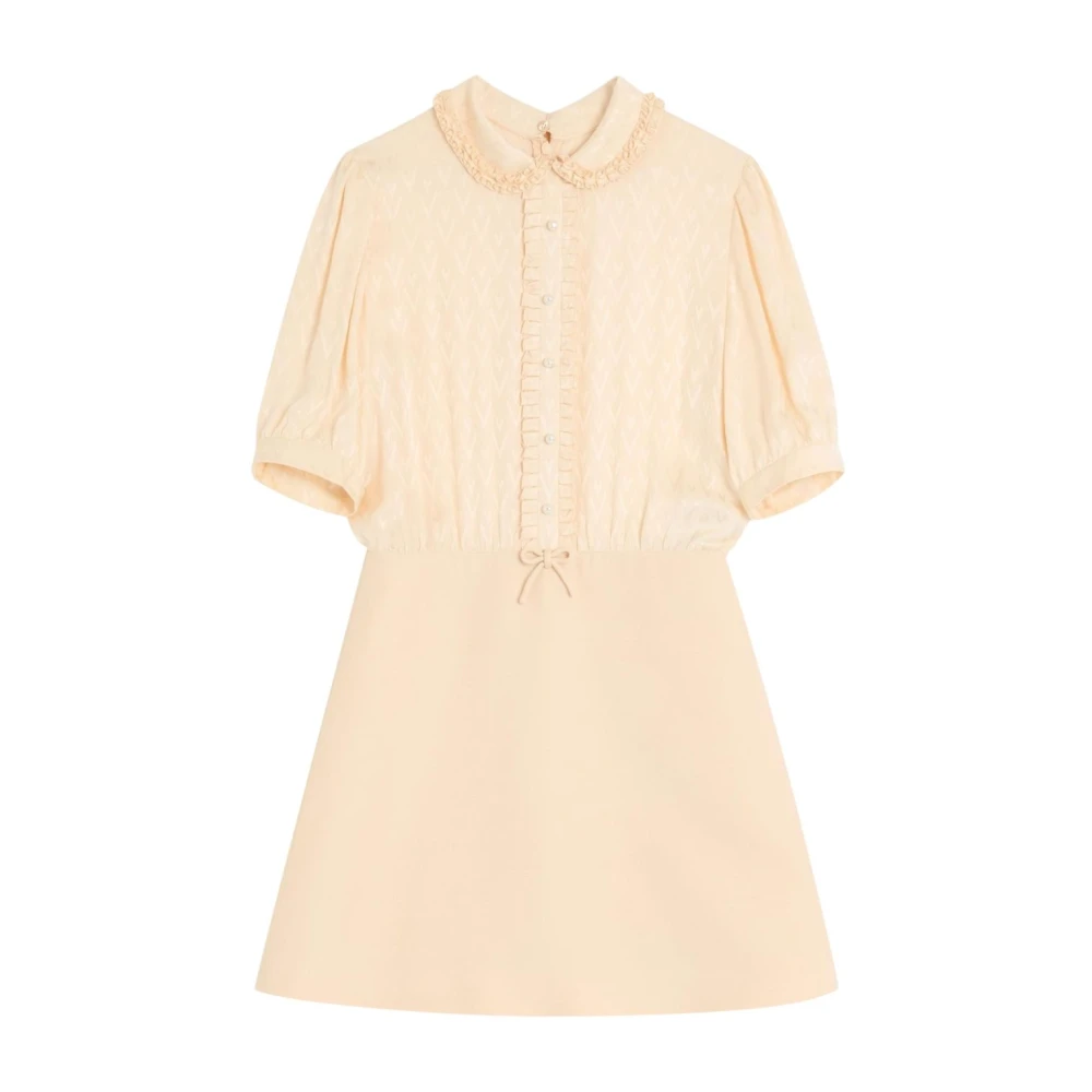 Valentino Women's Beige Wool Silk Blend Short Dress - Short Dresses - M - Dresses
