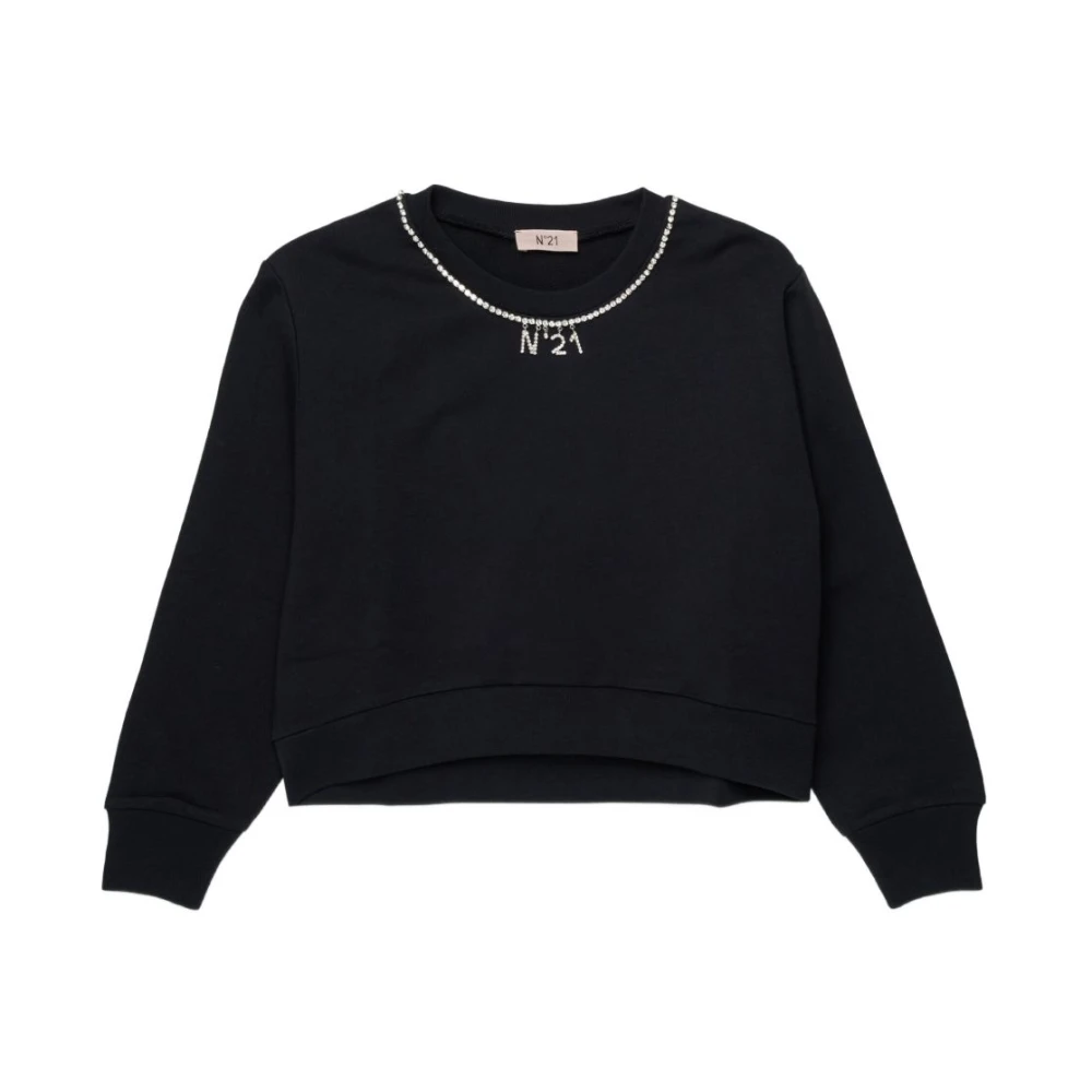 N21 Girls Black Kids Knitwear, 12 Y, Crewneck Jumper