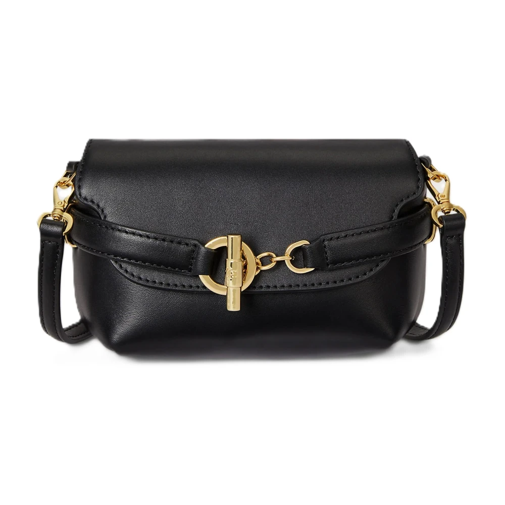 Ralph Lauren Women's Black Cross Body Bags, One Size, Blaike Small Leather Crossbody Bag