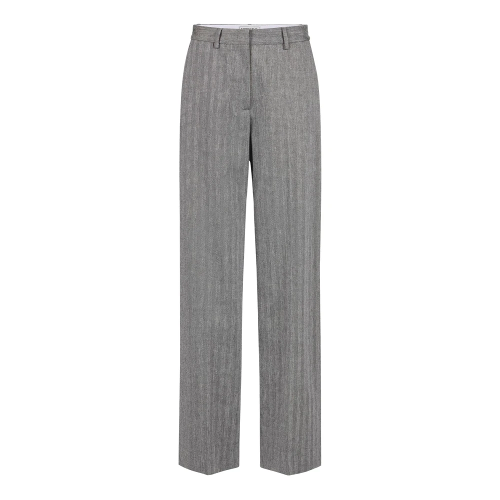 Iceberg Visgraat katoenen linnen broek in zwart en wit Gray Dames