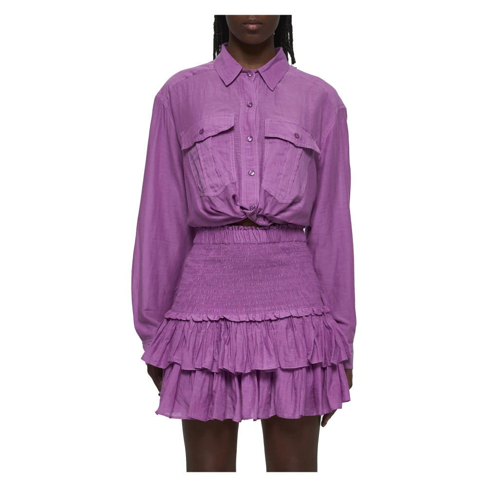 Isabel Marant Étoile Hoge Taille Fuchsia Katoenen Rok Purple Dames