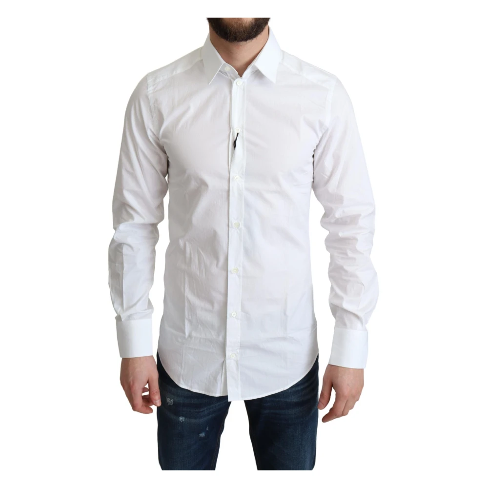 Dolce & Gabbana Elegante witte katoenen overhemd White Heren