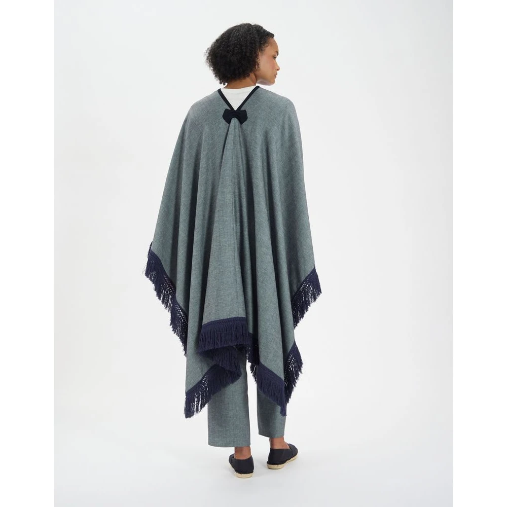 Ines De La Fressange Paris Gonzalo Poncho in linnen Black Dames
