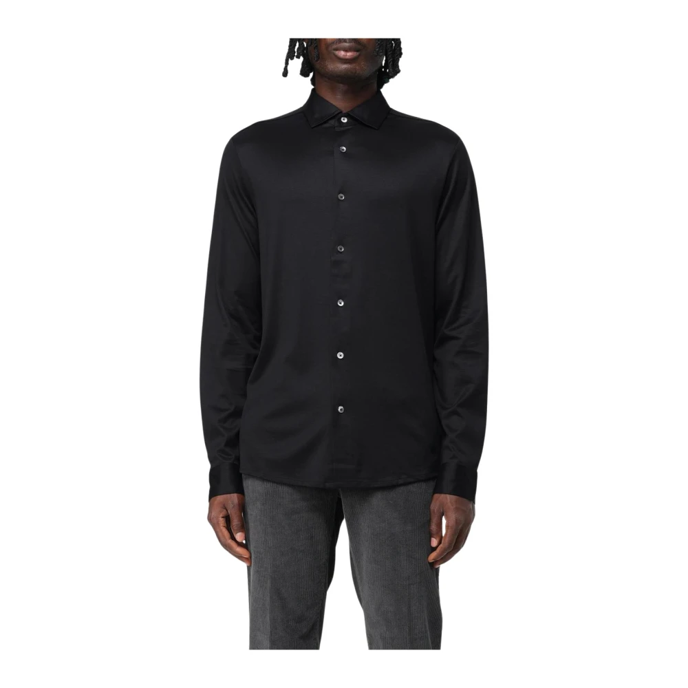 Emporio Armani Men's Black Casual Shirts, S, Knit Shirt Stylish Versatile