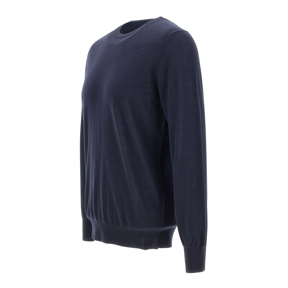 Kangra Middernachtblauwe Wol Crew Neck Sweater Blue Heren