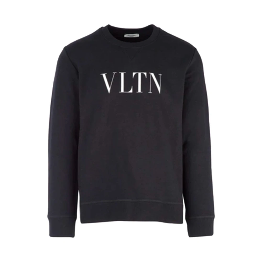 Valentino Zwarte katoenen sweatshirt met ronde hals Black Heren