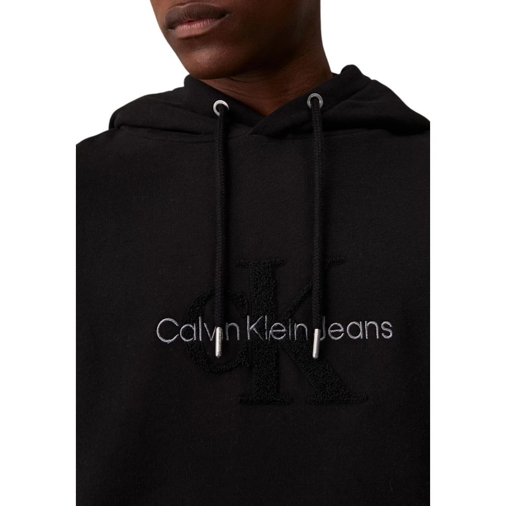 Calvin Klein Chenille Monologo Hoodie Zwart Black Heren