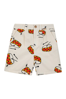 ivory-drum-print-casual-shorts