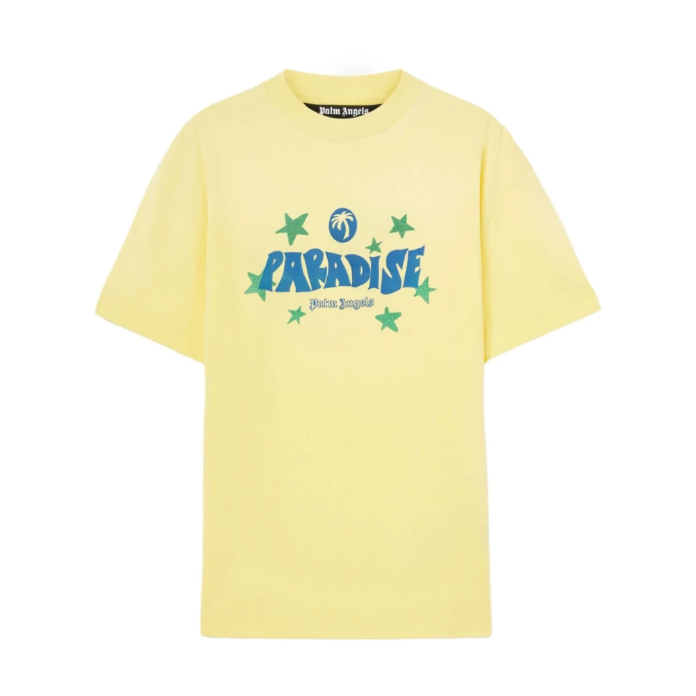 Palm Angels Gele Crew Neck T-shirts en Polos Yellow Heren