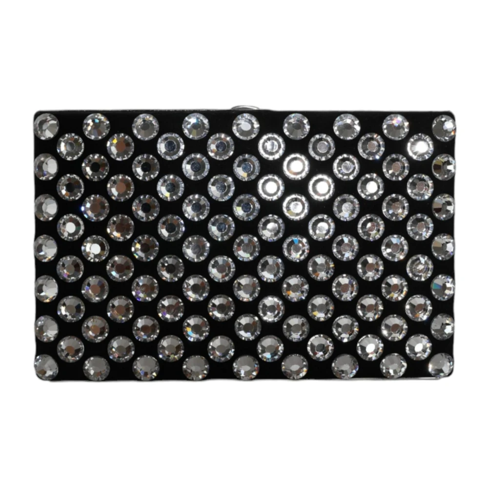 Dolce & Gabbana Black Crystal Embellished Velvet Evening Clutch - Female - Clutches - One Size - Bags