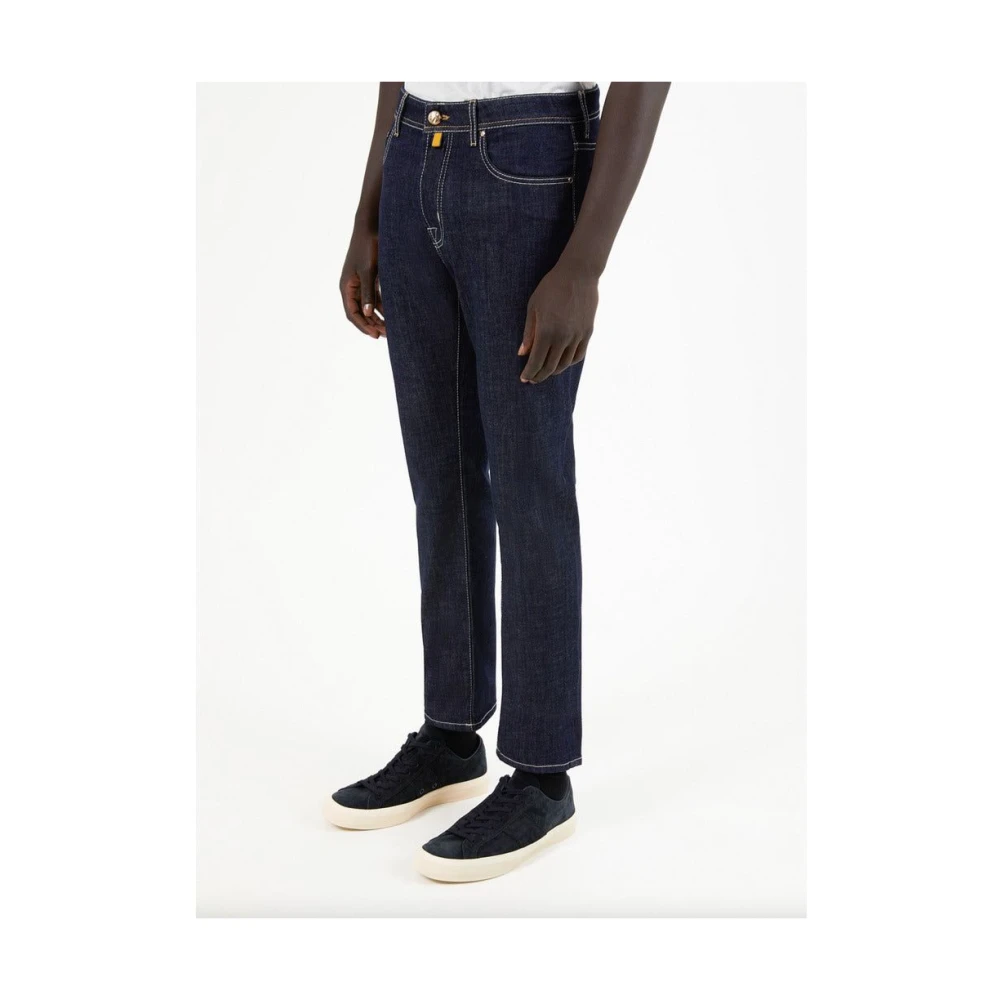 Jacob Cohën Donkerblauwe Slim-Fit Denim Jeans met Bandana Detail Blue Heren