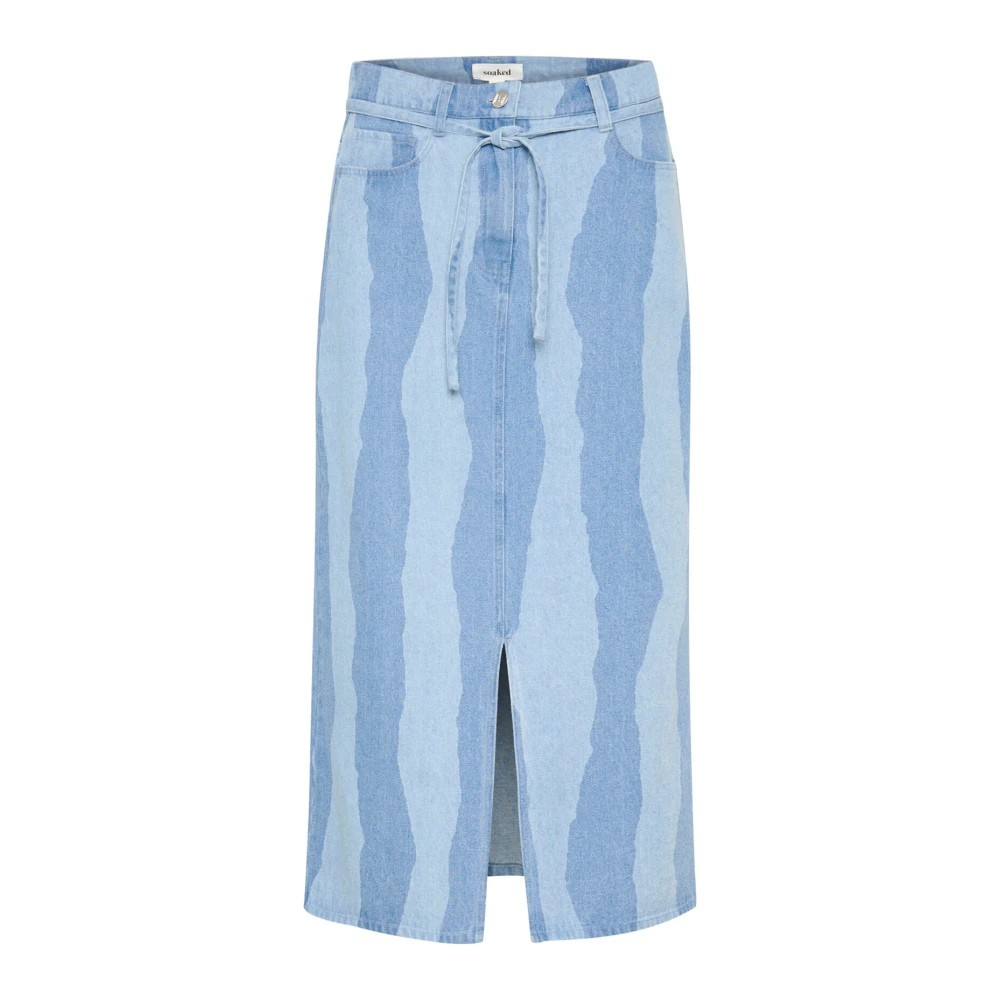 Soaked in Luxury Smal passform Kjol med Torn Stripes Blue, Dam