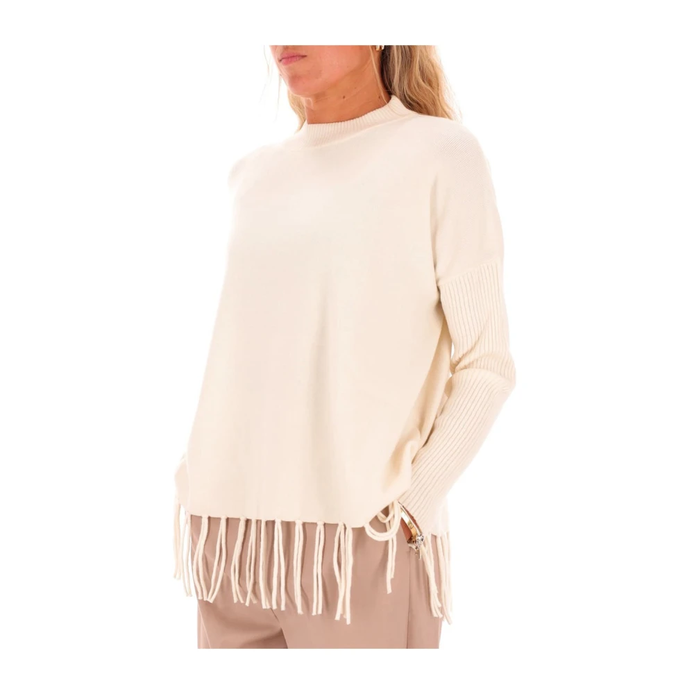 Marella Witte Trui met Franjes Beige Dames