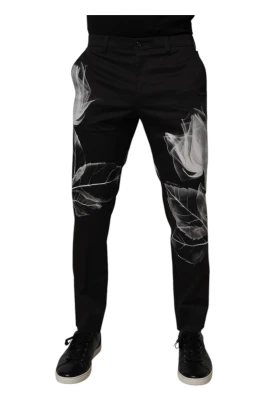 Svarta blommiga skinny dressbyxor