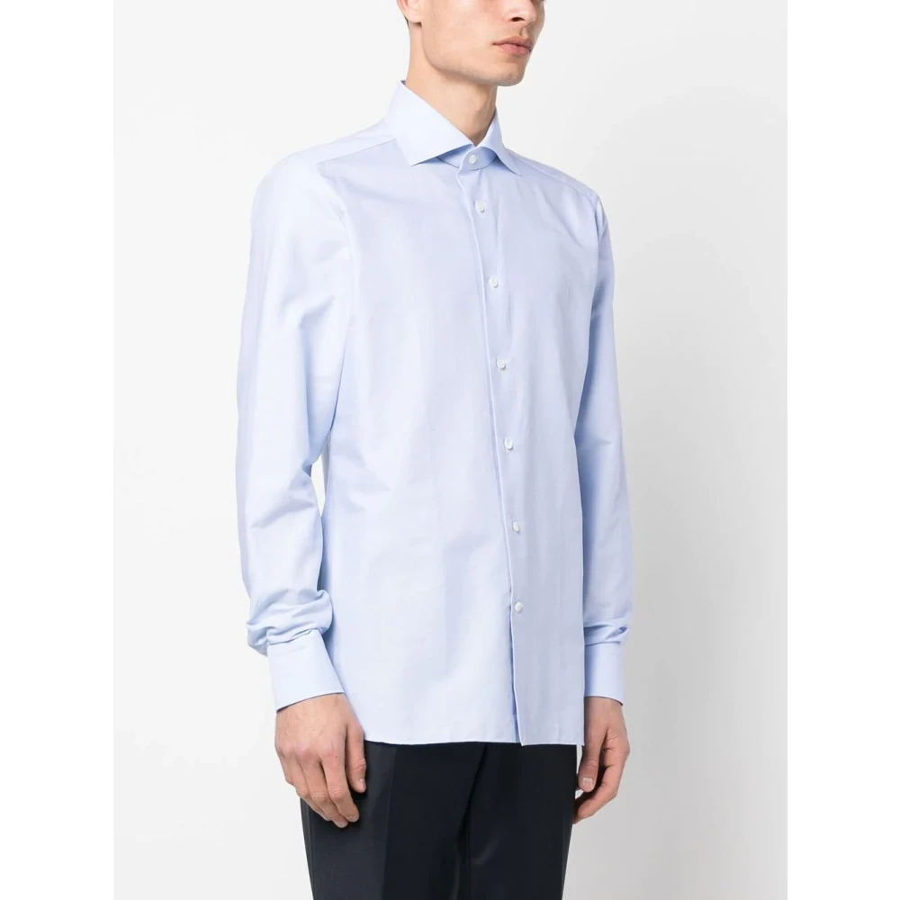 Ermenegildo Zegna Klassiek katoenen overhemd gemaakt in Italië Blue Heren