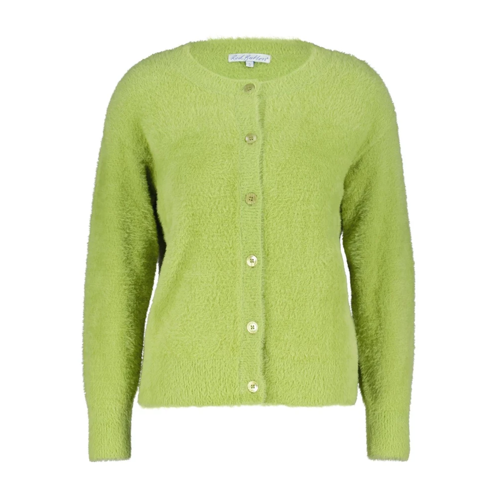 Red Button Fluffy Cardigan Vest Green Dames