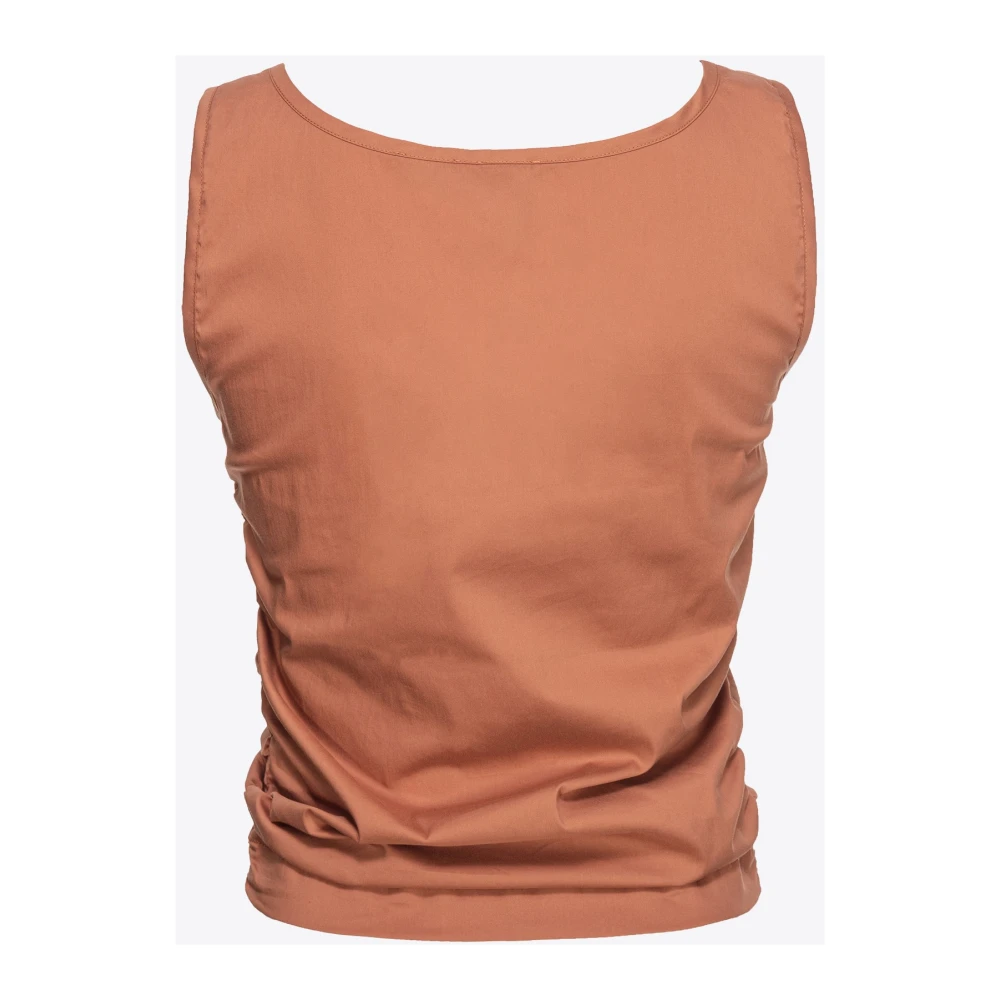 pinko Gebundelde Stretch Poplin Top Brown Dames