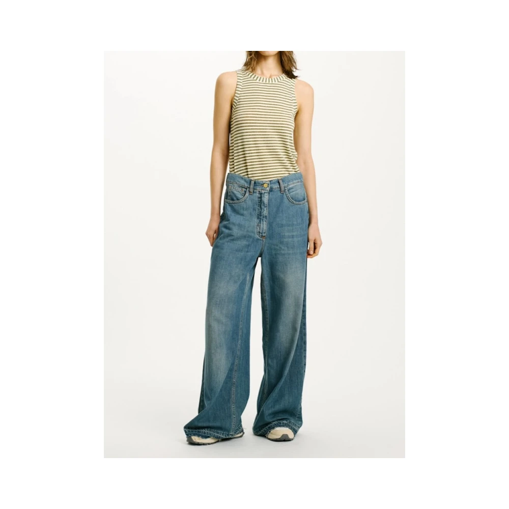 Momoni Stone Washed Denim Jeans Blue Dames